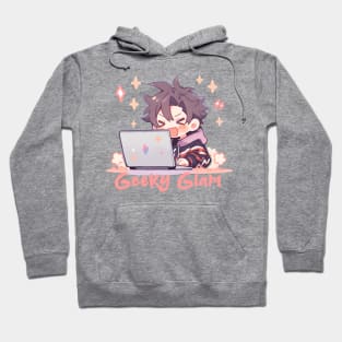 Cute Anime boy using laptop Hoodie